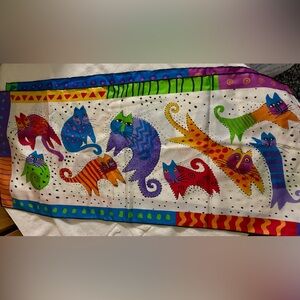 silk Colorful Cat Patterned Scarf